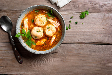 Matzoh ball and chicken soup