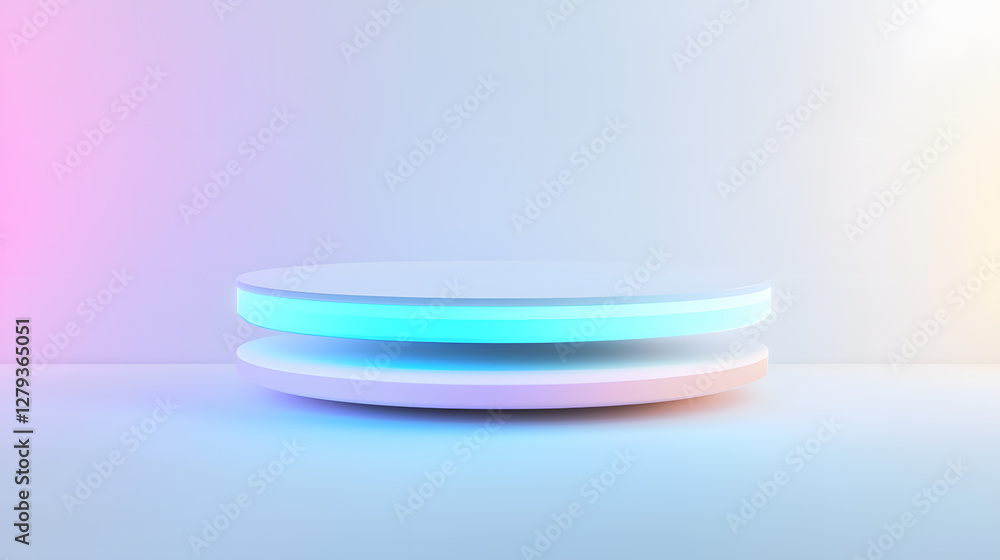 Poster dynamic light showcase on minimalist display stand studio environment digital art contemporary viewp