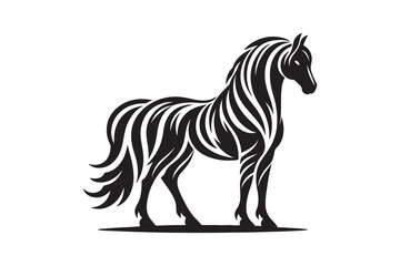  Distinctive Horse Silhouette illustration icon, isolated on white background