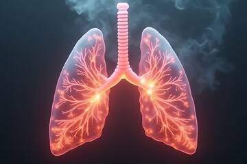  3d rendered illustration of an x ray , lungs in the human body damaged by cigarette smoke. No smoking