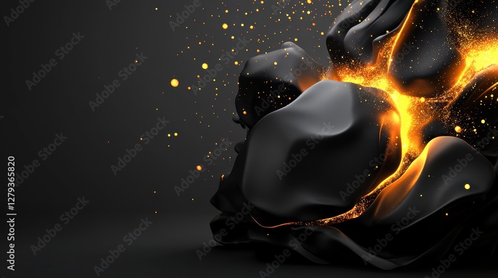 Aufkleber a black object with a glowing orange center. the object is surrounded by a lot of sparks. the image 