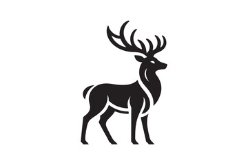 Deer silhouette vector Illustration on white background
