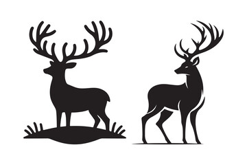 Deer silhouette vector Illustration on white background