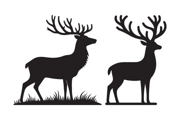 Deer silhouette vector Illustration on white background