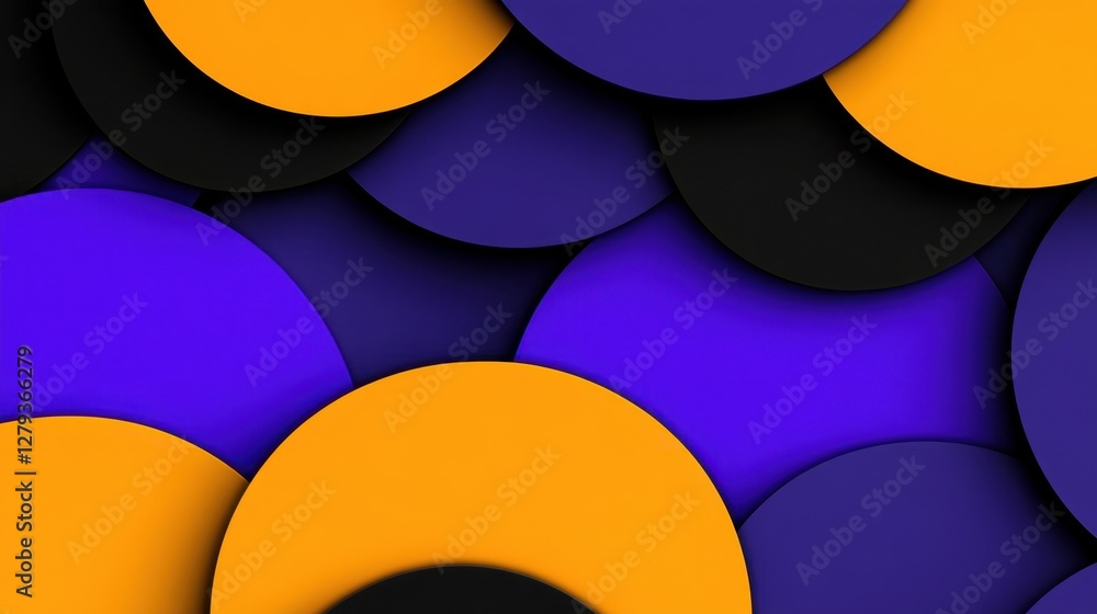 Aufkleber a colorful background with black and orange circles. the circles are arranged in a way that creates 