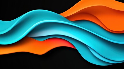 Abstract turquoise and pumpkin orange background with waves in different sizes
