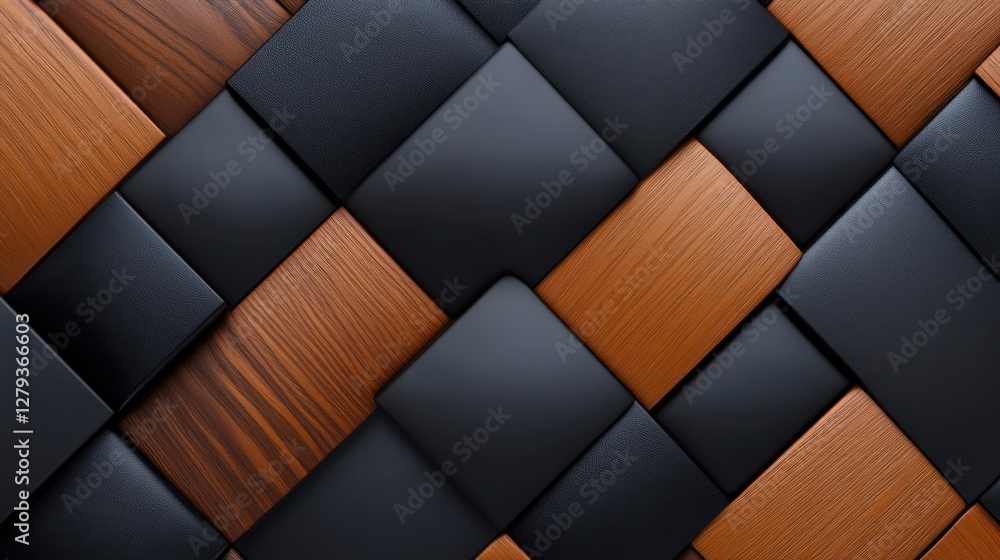 Poster a black and brown wood patterned background with a black and brown square in the middle. the squares
