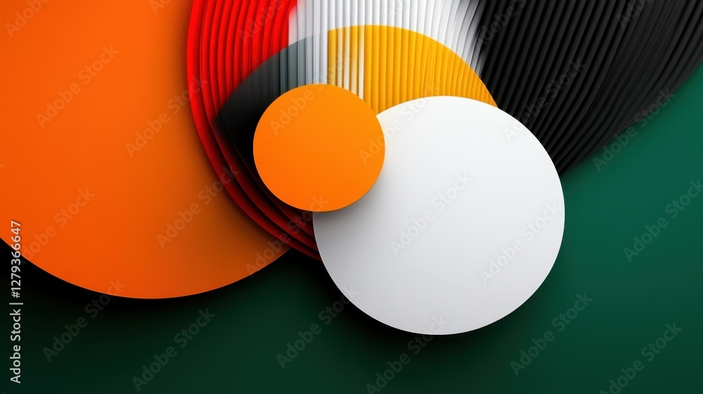 Poster a series of circles in various colors and sizes, with one of them being white. the image has a playf