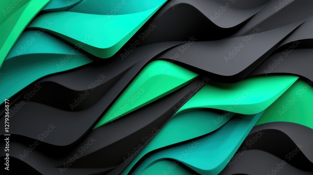 Poster abstract obsidian and jade background with parallelograms in different sizes
