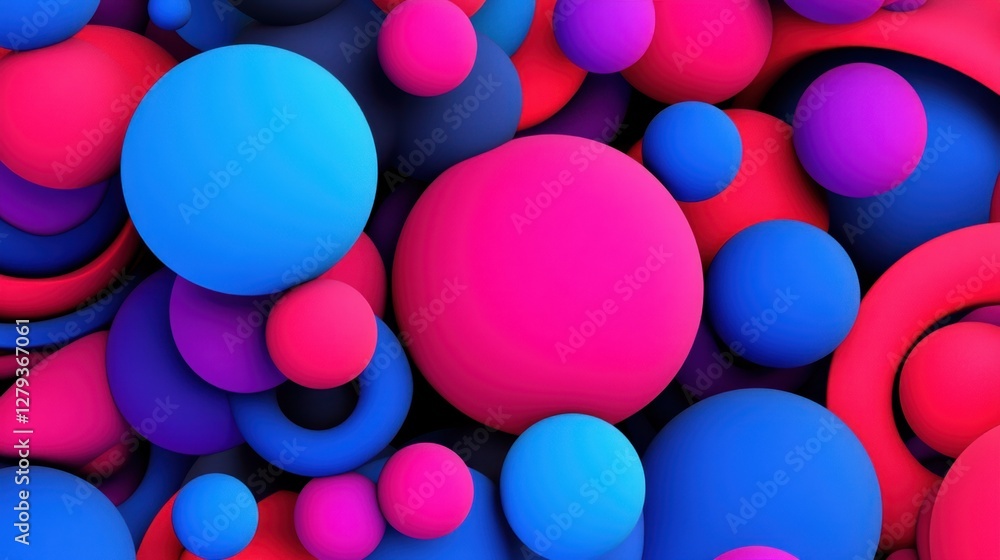 Poster abstract fuchsia and cyan background with ellipses in different sizes