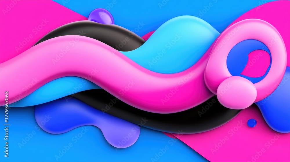 Poster abstract fuchsia and cyan background with ellipses in different sizes