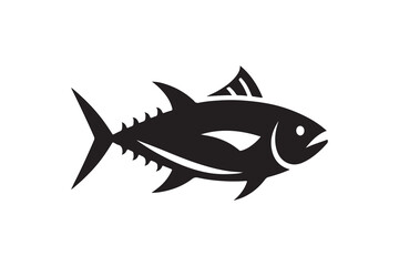 Tuna Fish silhouette vector Illustration on white background