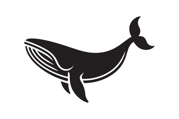 Silhouette icon of a Blue whale , isolated on white background