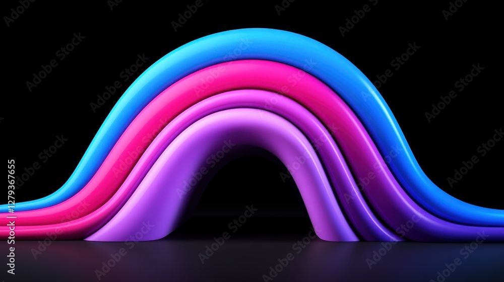 Poster abstract ruby and periwinkle background with arcs in different sizes
