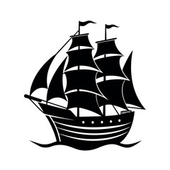 Nautical Ship Silhouette Vector Artwork