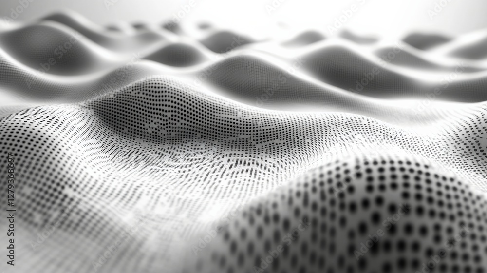 Aufkleber abstract representation of flowing waves in a monochromatic landscape with digital texture