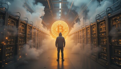 A man mining of bitcoin