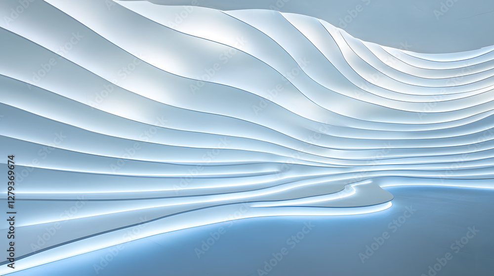 Poster creative wave patterns in modern architecture indoor space abstract design contemporary style close-