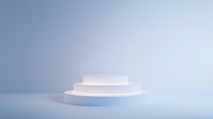 Fototapeta premium Illuminated pedestal display studio product showcase minimalistic eye-level modern design