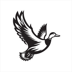 vector duck flying, sitting and howling