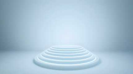Obraz premium Illuminated circular platform minimalist studio 3d render bright environment central view futuristic design concept