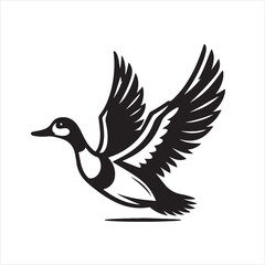 vector duck flying, sitting and howling