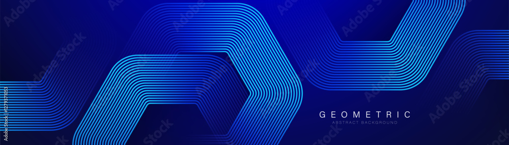 Aufkleber abstract blue background with blue glowing hexagon lines. modern shiny blue gradient geometric hexag