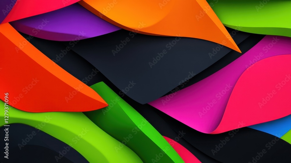 Poster a colorful background with a black border. the colors are bright and bold, creating a sense of energ