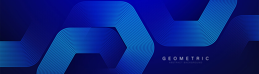 Abstract blue background with blue glowing hexagon lines. Modern shiny blue gradient geometric hexagonal lines pattern. Technology futuristic concept. Vector illustration