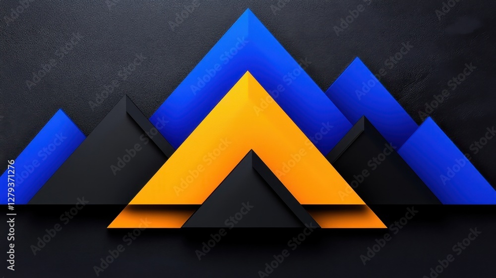 Aufkleber abstract indigo and gold background with pyramids in different sizes