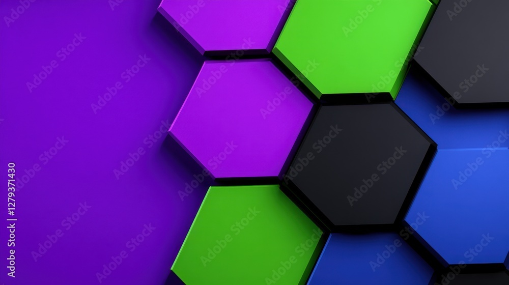Aufkleber abstract green and violet background with octagons in different sizes