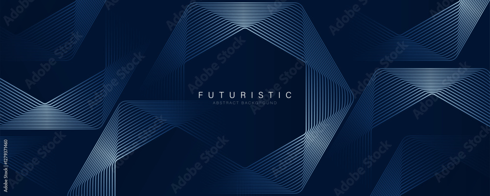 Aufkleber futuristic abstract background. glowing hexagon lines pattern. geometric stripe line art design. mod