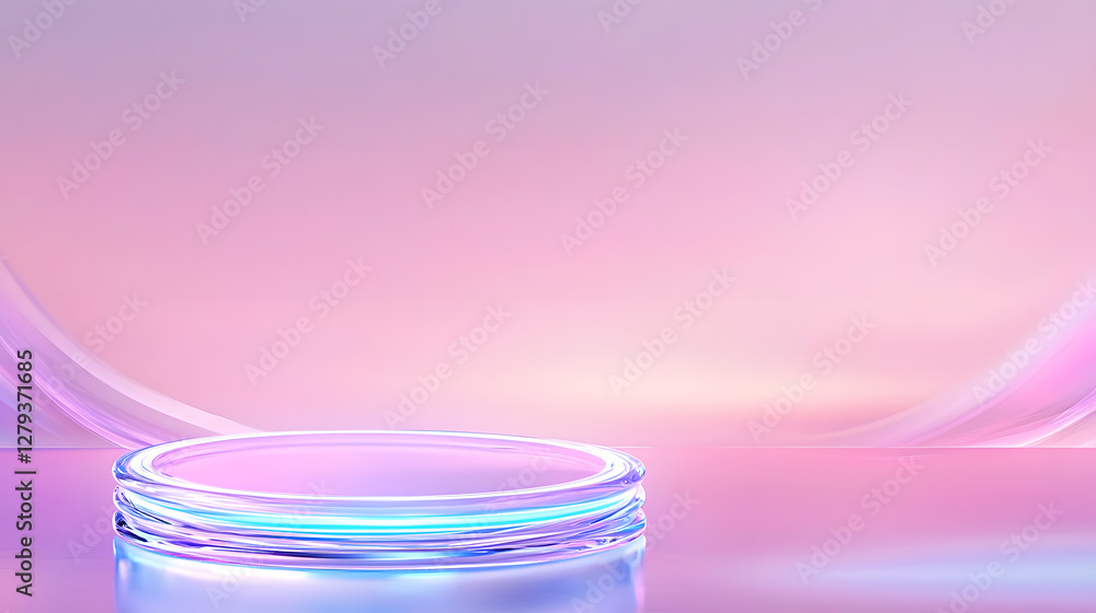 Poster modern circular display platform studio setting product showcase minimalist design eye-level view cr