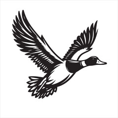 vector duck flying, sitting and howling