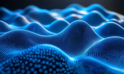 Fototapeta premium Digital Data Flow with Glowing Blue Binary Code Matrix, 3D Render of Complexity in Scientific Technology, Abstract Waveforms