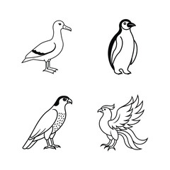 Fototapeta premium Set of bird line art 