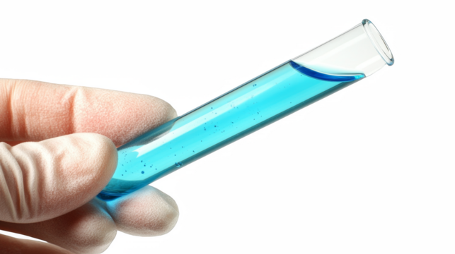 test tube in hand isolated on white