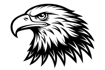 Bald Eagle Head Logo Icon Sign Symbol American flag for 4th of July Independence Day Black silhouette