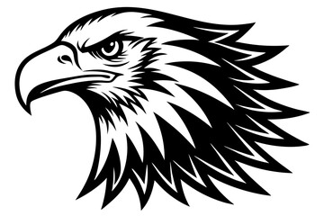 Bald Eagle Head Logo Icon Sign Symbol American flag for 4th of July Independence Day Black silhouette