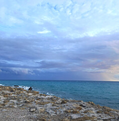 The sea view and Temple of Apollo in Side, Turkey