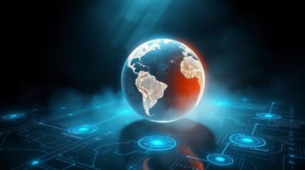 Fototapeta premium Global Network Digital Earth Technology Background Image