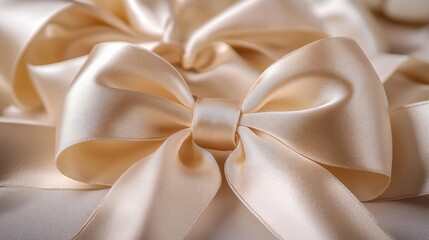 Elegant Beige Satin Ribbon Bow, A Luxurious Texture