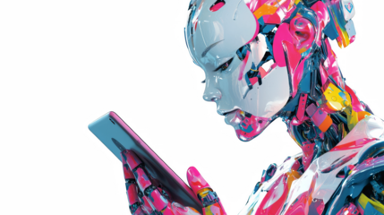 Futuristic AI Robot Using Smartphone – Digital Technology and Innovation