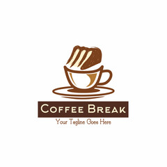 Vintage retro coffee logo with bread logo design. Creative food logo design inspiration. can be used as symbols, brand identity, company logo, icons, or others. Color and text can be changed.