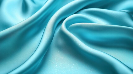 Obraz premium Soft turquoise fabric lies gracefully, characterized by its smooth surface and gentle folds, creating an inviting and luxurious ambiance suitable for decoration or design