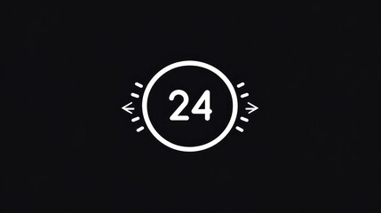 24/7 Availability Icon: Minimalist Graphic Design