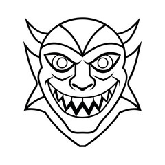 Spooky Monster Mask Outline Vector for Seasonal Designs