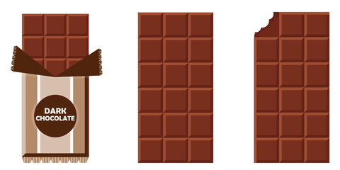 Delicious dark chocolate bar ready to enjoy, with a bite taken