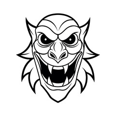 Abstract Monster Mask Outline Vector for Unique Designs