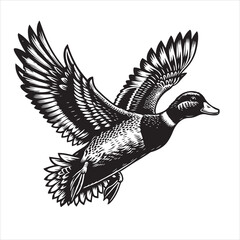 vector duck flying, sitting and howling